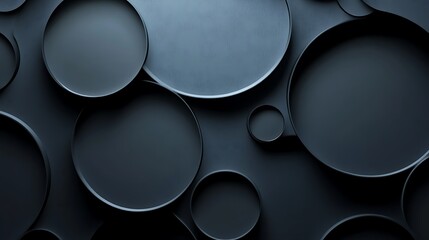 Abstract Dark Grey Overlapping Circles Pattern Design