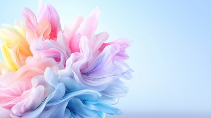 Fototapeta premium Abstract colorful ink splash on light blue background, visual art, stock photography, for design use