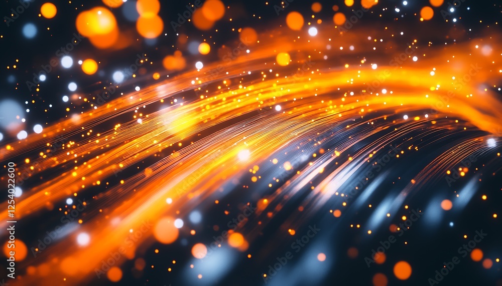 Poster captivating orange light trails and sparkles creating an enchanting abstract background : generative