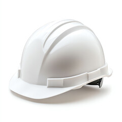 Fototapeta premium A white hard hat placed on a clean surface, symbolizing safety and protection in construction and industrial settings, essential for workers to ensure their well-being.