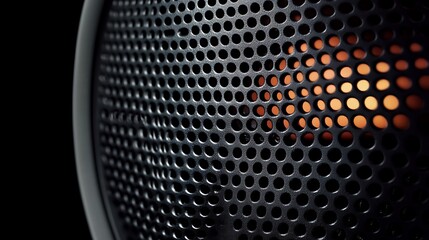 Speaker Grille, Close-up, Warm Light, Dark Background, Audio