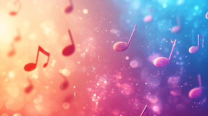 Obraz premium Vibrant musical notes floating in colorful atmosphere