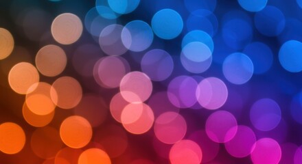 A vibrant abstract image featuring circular bokeh lights in shades of blue, pink, orange and purple