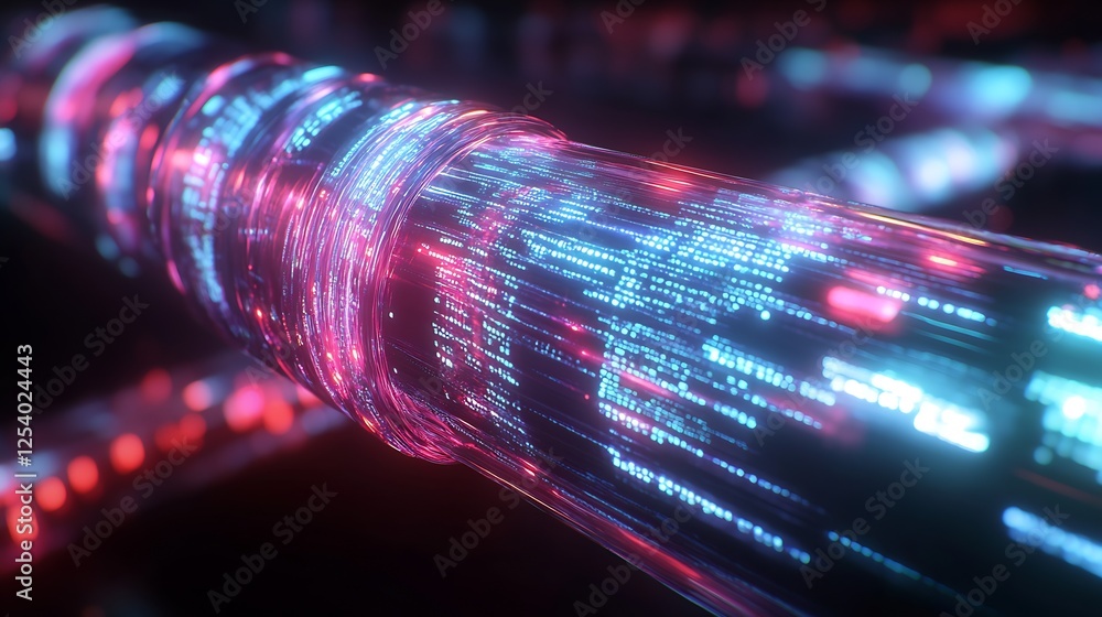 Aufkleber Futuristic visualization of data streams glowing in a dark setting : Generative AI