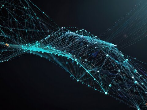 Futuristic Neural Network Visualization Representing Artificial Intelligence and Data Flow