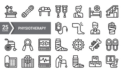 25 Line Icons for Physiotherapy and Rehabilitation.