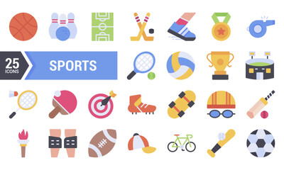 25 Flat Sports Icons for Your Design Projects.