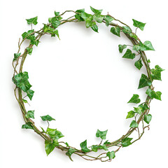 Fototapeta premium A circular wreath made of lush green ivy leaves, perfect for home decor. This natural piece adds a touch of elegance and freshness to any space, enhancing its overall ambiance.