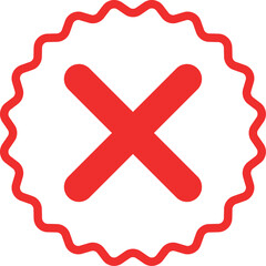 Cross mark badge icon design.