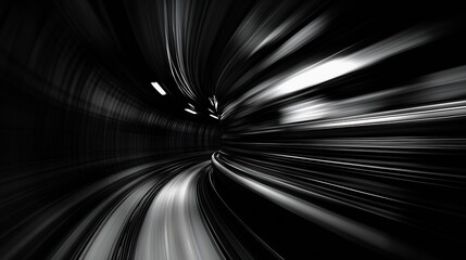 Dynamic and Whirlwind Tunnel Motion Captured in Stunning Black and White Abstract Art : Generative AI