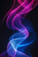 Naklejka premium Elegant Flowing Mesh – Smooth Gradient Waves on Black Background - Made with Generative AI