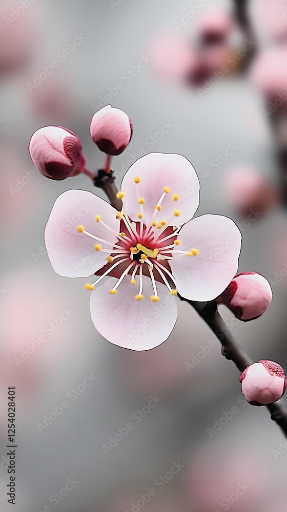 Aufkleber stunning view of a single cherry blossom flower showcasing intricate details and vibrant textures ag