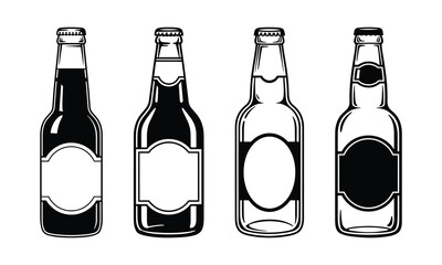 Vintage Beer bottle illustration, Different bottle collection with white background