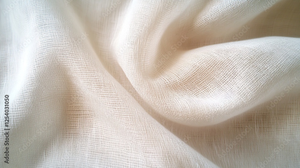 Aufkleber close up of soft white fabric showcasing its elegant texture and delicate weave for artistic backgro