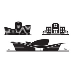 Modern Architectural Building Silhouettes - Unique Urban Design Vector Illustrations