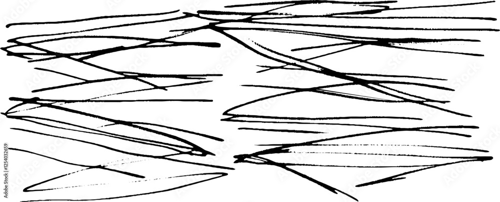 Poster a series of abstract black lines crossing and overlapping on a white background, creating a dynamic 