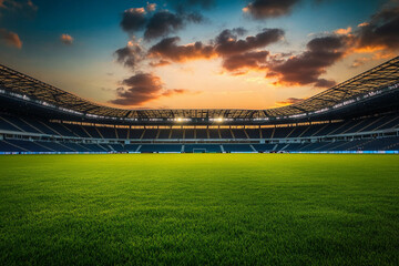 Stunning sunset over a modern sports stadium