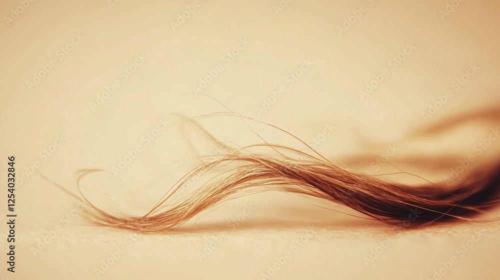 Poster Detailed view of a broken strand of hair showing texture and color variation under soft lighting conditions. Generative AI