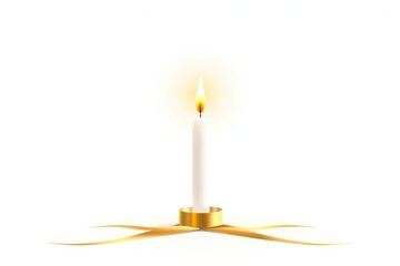 A white candle glows softly, casting warm light in a tranquil space. It symbolizes hope, prayer, and faith during religious observances like Easter and Maundy Thursday