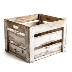 A rustic wooden crate with a weathered appearance