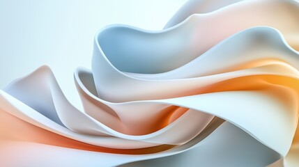 Abstract 3D minimalist background with floating organic shapes, soft matte textures, trendy pastel color palette, smooth lighting and depth, futuristic yet elegant composition