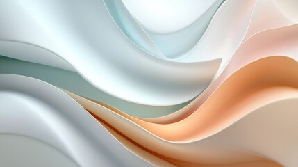 Abstract 3D minimalist background with floating organic shapes, soft matte textures, trendy pastel color palette