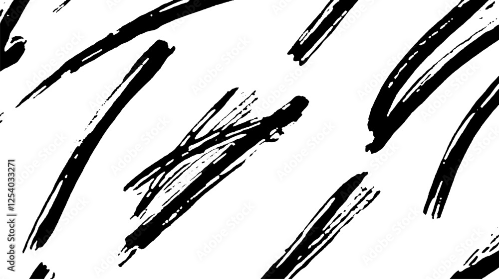 Poster abstract black brush strokes on a white background, creating a dynamic and artistic pattern.