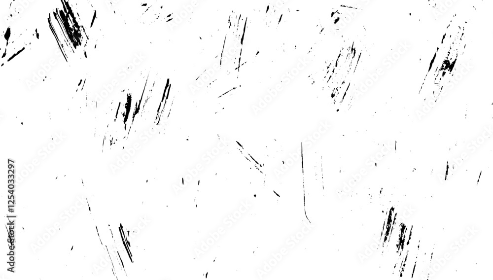 Poster a textured abstract background featuring random black brush strokes on a white canvas, creating a se