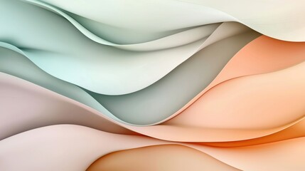 Abstract background with soft flowing gradients, dreamy pastel colors (digital lavender, warm peach, neo-mint), modern aesthetic, elegant and clean composition