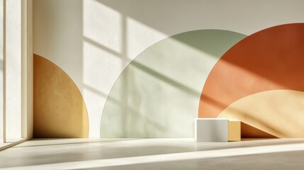 background with geometric shapes, soft shadows, muted earthy tones, modern aesthetic, 