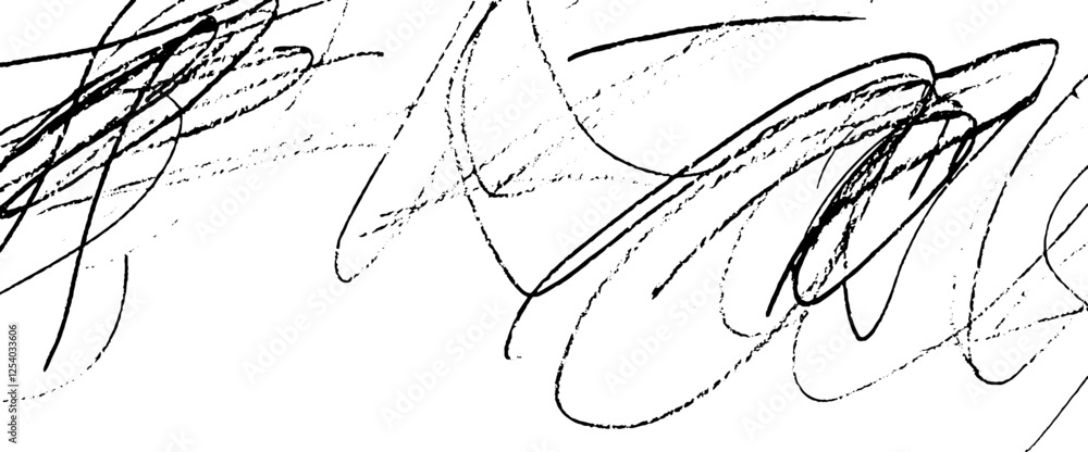 Poster abstract black ink scribbles on a white background, creating a dynamic and chaotic visual effect.
