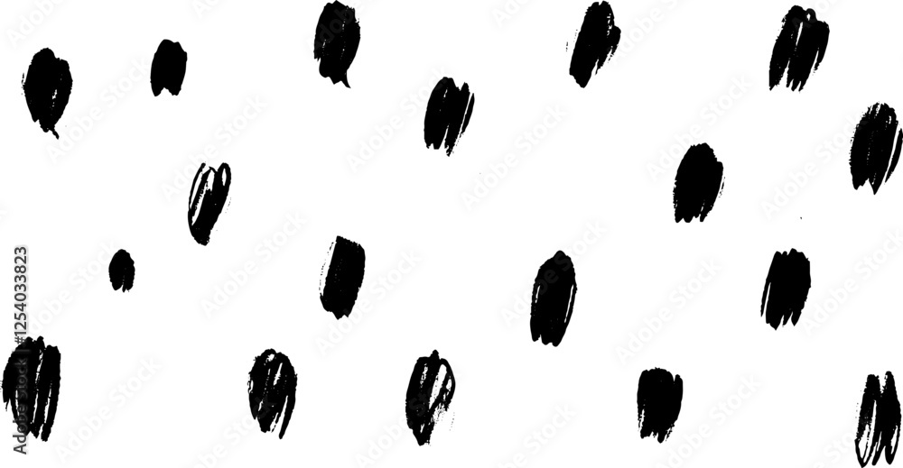 Fototapete a pattern of irregular black brush strokes on a white background, creating a playful and artistic po