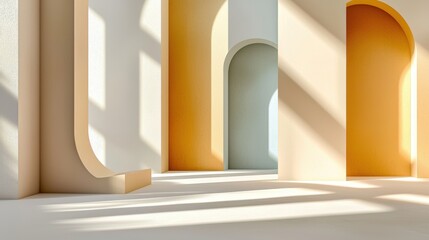 background with geometric shapes, soft shadows, muted earthy tones, perfect symmetry, clean and modern aesthetic