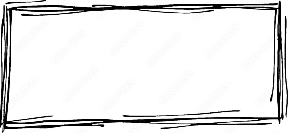 Poster a simple hand-drawn rectangular frame with uneven lines, suitable for highlighting content or images