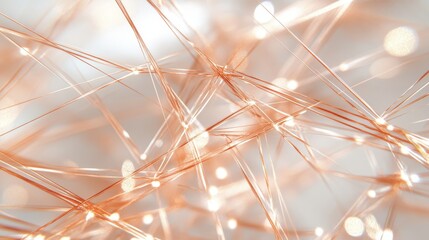 Abstract arrangement of copper strands with blurred lights