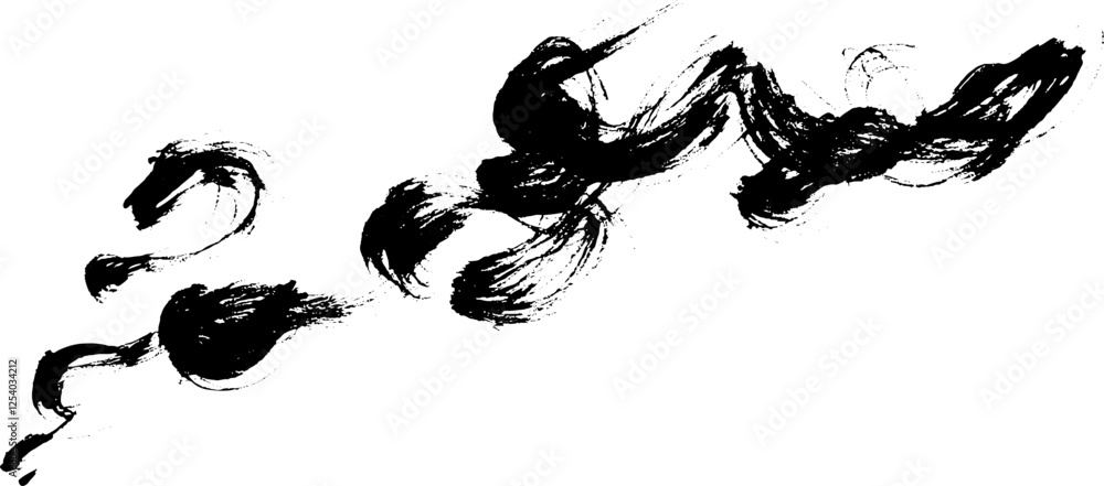 Fototapete abstract black brush strokes on a white background, creating a dynamic and artistic composition.