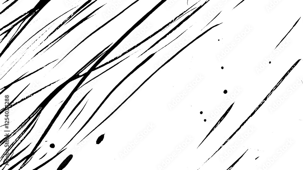 Fototapete an abstract black and white design featuring dynamic, sweeping lines and scattered dots, creating a 