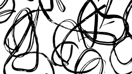 An abstract composition featuring bold black lines and shapes on a white background, creating a dynamic and energetic visual effect.