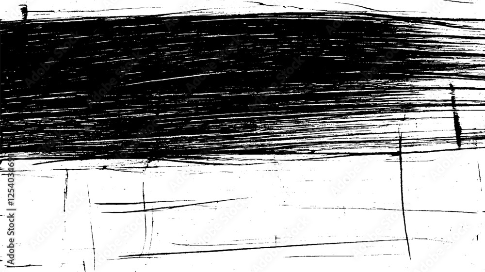 Poster an abstract black and white texture featuring bold, sweeping brush strokes and fine lines, creating 