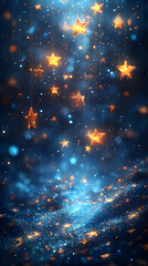Obraz premium Beautiful Night Sky: Mystical Cascading Stars with Sparkling Lights for a Festive Holiday Background