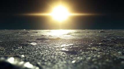 Waterfront scene with bright sunlight