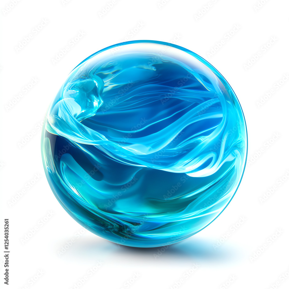 Aufkleber a captivating swirl of blue hues captured in a spherical form. this image evokes a sense of fluidity