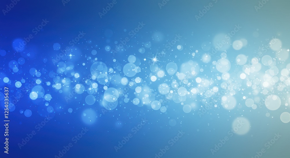 Poster a magical abstract composition of blue bokeh lights with glowing circular patterns and soft sparkles