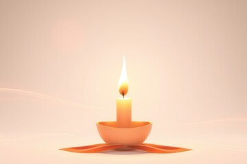 A burning candle radiates warm light, representing hope and spirituality in a peaceful atmosphere. It evokes feelings of prayer and reflection common during Easter observances