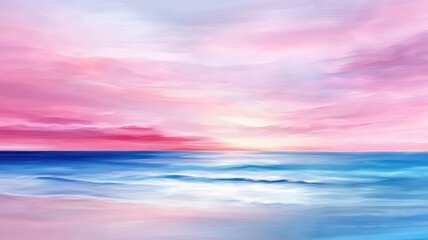 Obraz premium Beautiful vibrant sunset over ocean with pink and blue skies