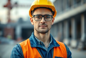 Male constructor worker on a construction site