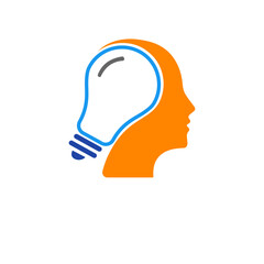 Collection of human head tech logo design templates. set head digital technology inspiration logo design