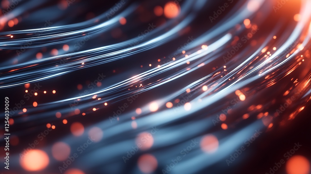 Poster captivating light trails and glowing orbs create an enchanting abstract background : generative ai