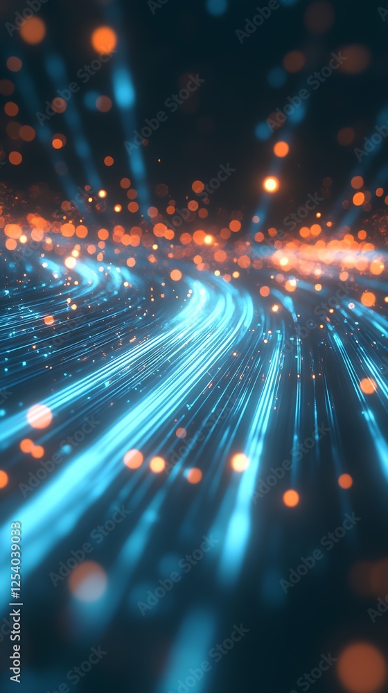 Leinwandbilder Captivating view of illuminated flowing lines creating an enchanting abstract scene : Generative AI