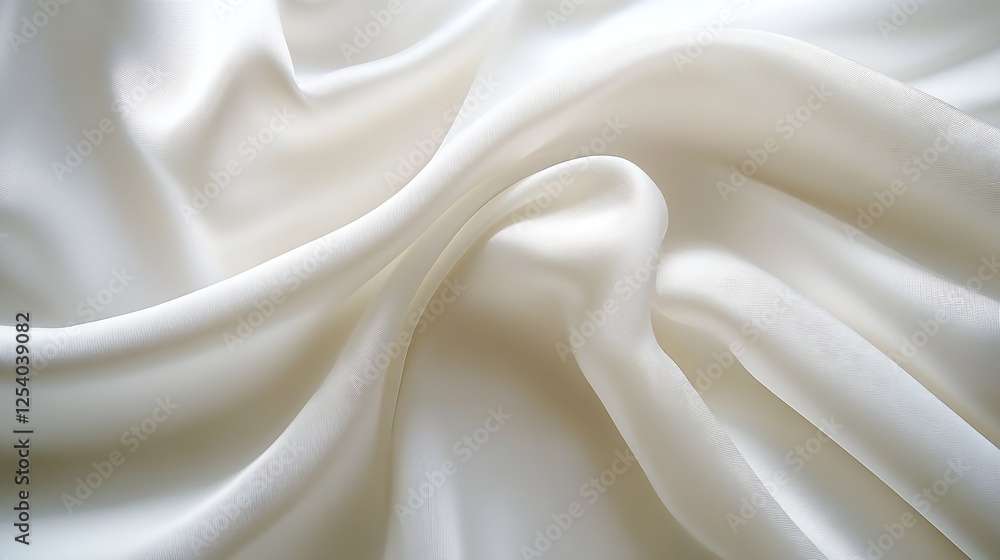 Poster Beautiful close-up of white satin fabric revealing smooth texture and gentle draping creating a sense of elegance : Generative AI